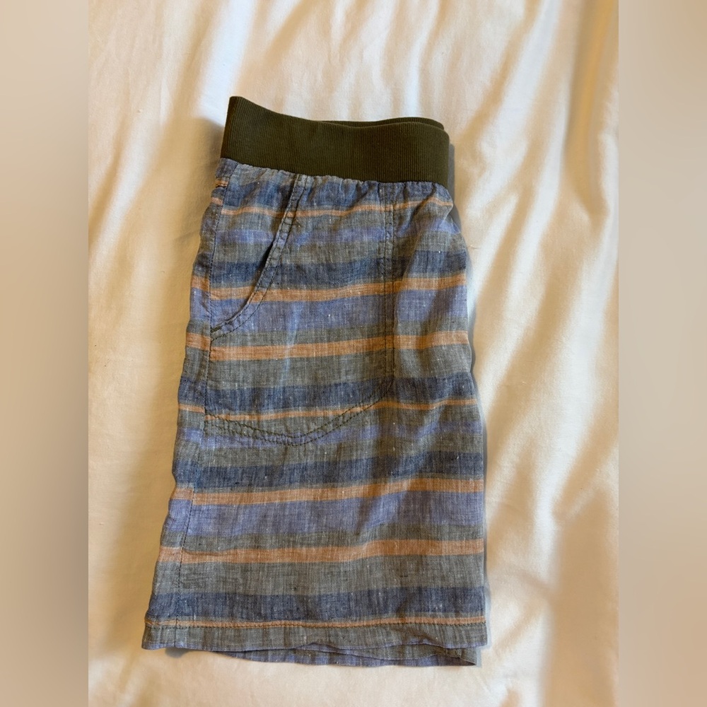 Toad&Co Blue and Orange Striped Linen Mini Skirt - Picture 4 of 4